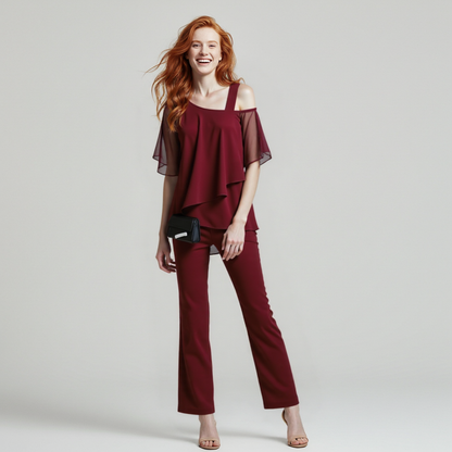 Ladies' 2-Piece Cold Shoulder Top Outfit