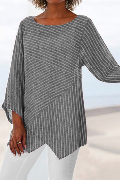 Casual Striped Blouse for Women Long Sleeve Tops