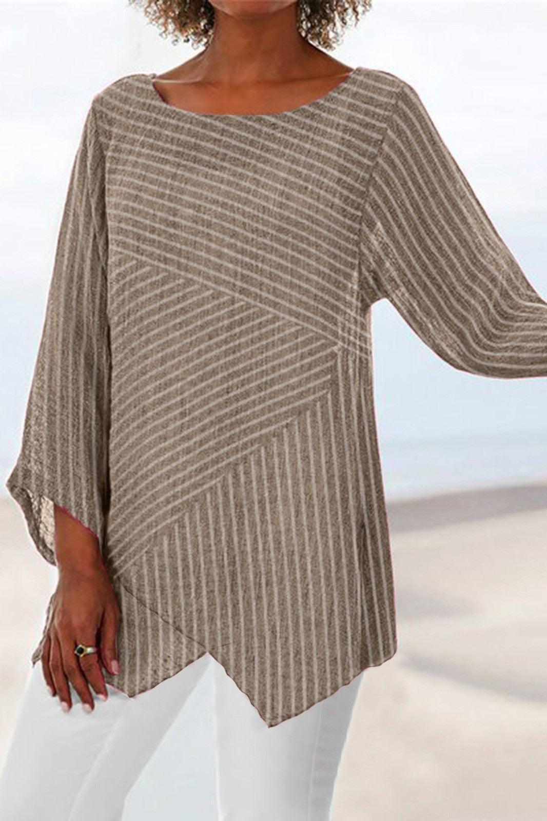 Casual Striped Blouse for Women Long Sleeve Tops