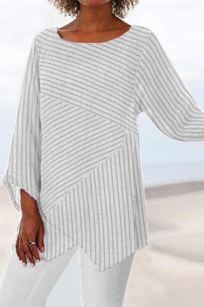 Casual Striped Blouse for Women Long Sleeve Tops