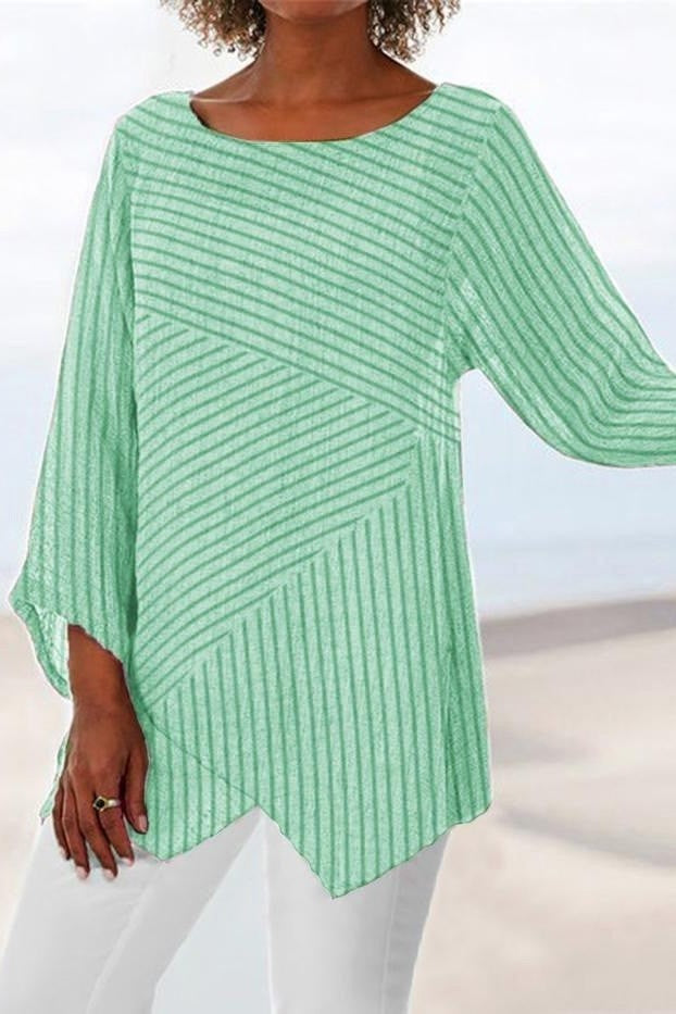 Casual Striped Blouse for Women Long Sleeve Tops