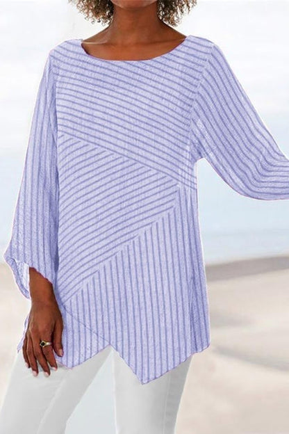 Casual Striped Blouse for Women Long Sleeve Tops