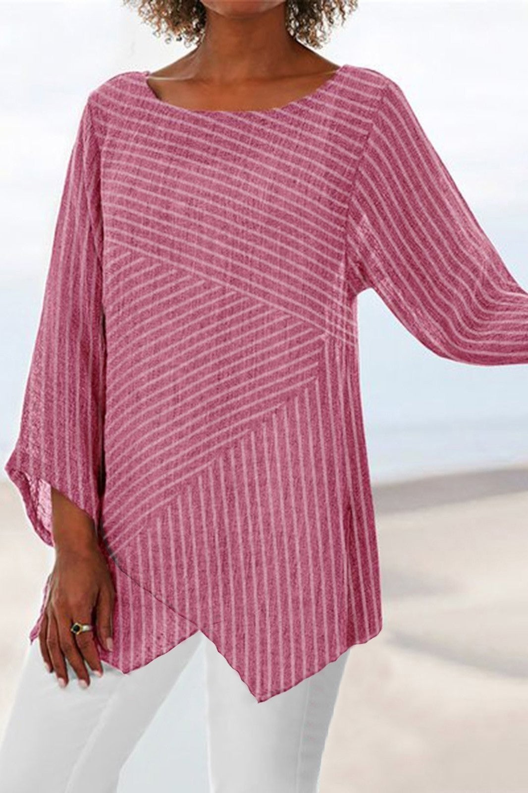 Casual Striped Blouse for Women Long Sleeve Tops - Nocini