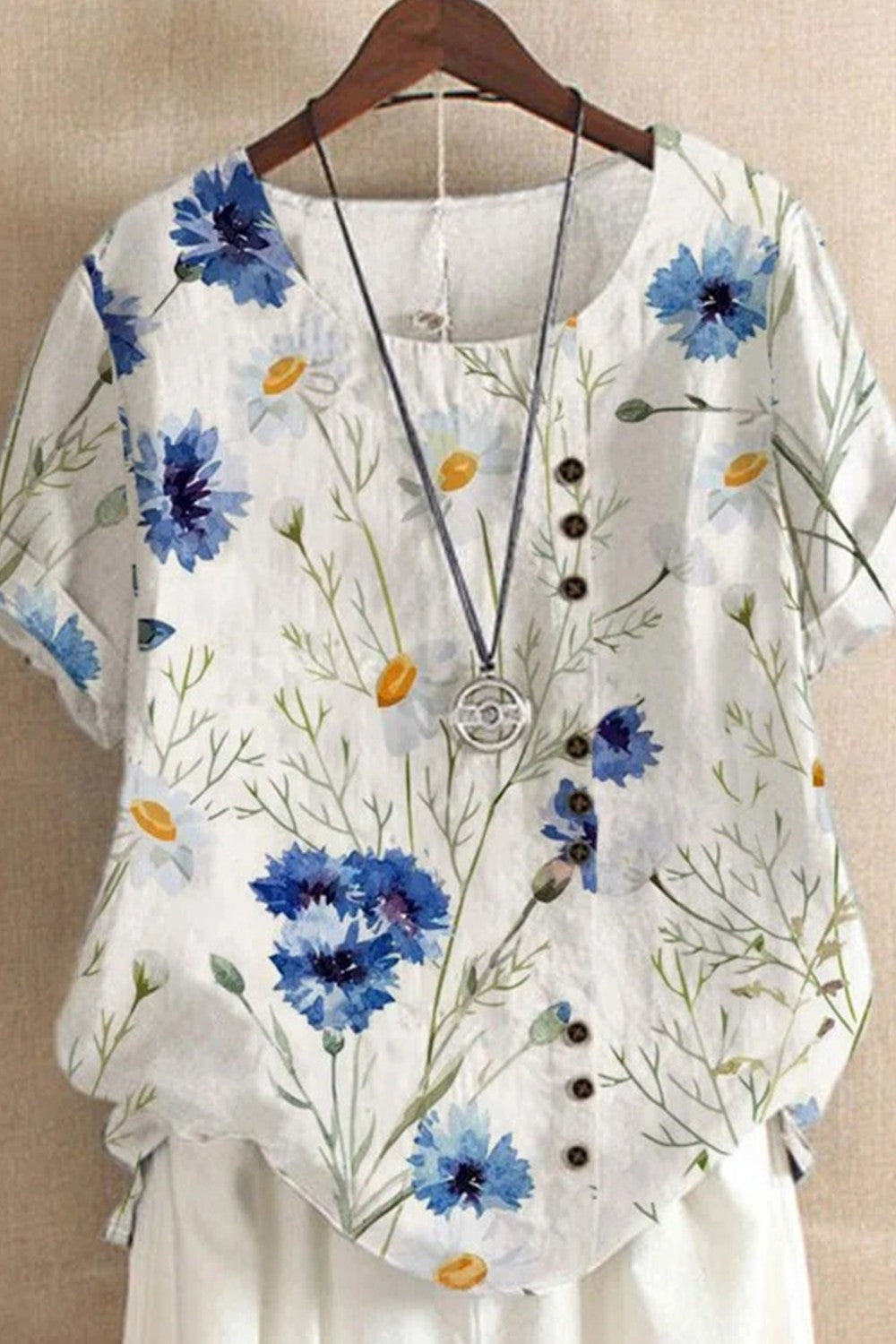 Relaxed Fit Women's Short Sleeve Floral Tee - Nocini