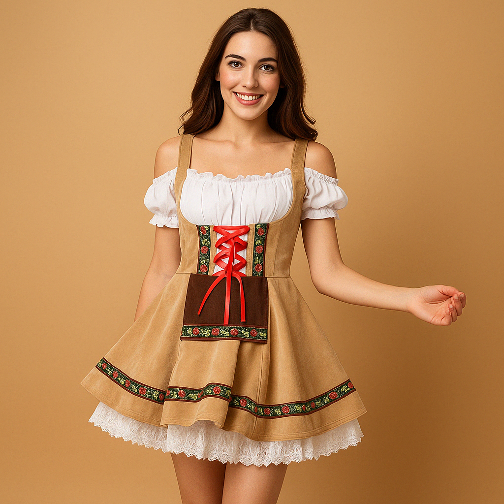 Classic German Beer Maiden Costume Dress - Nocini