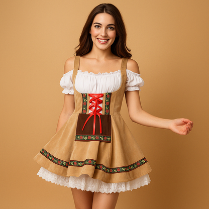 Classic German Beer Maiden Costume Dress - Nocini