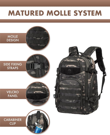 Durable Hiking Backpack with Laptop Compartment and MOLLE