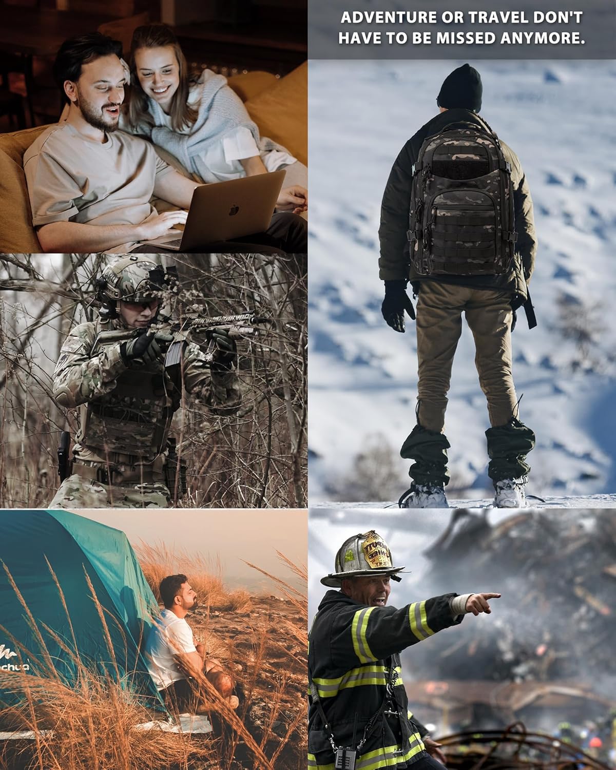 Durable Hiking Backpack with Laptop Compartment and MOLLE