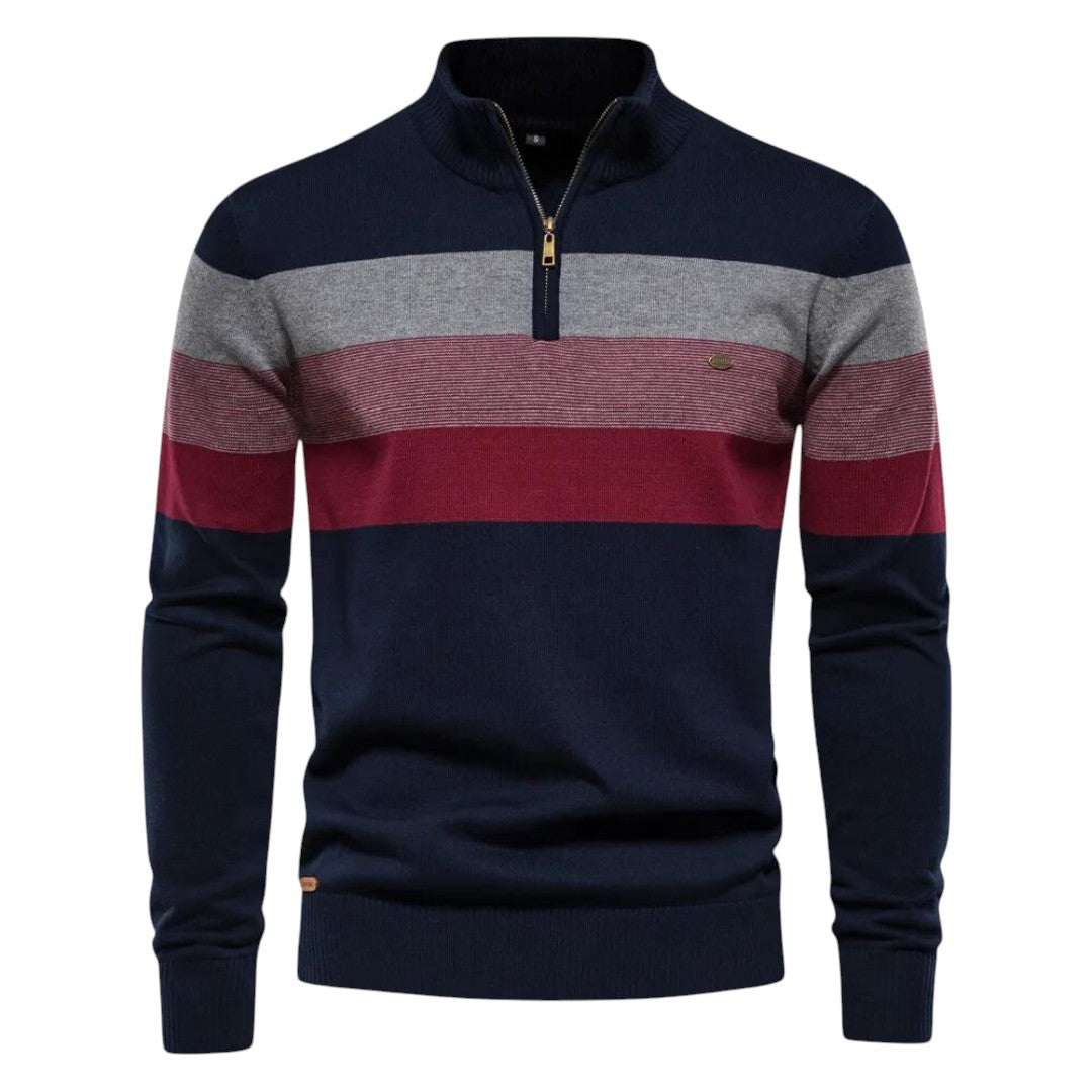 Classic Crew Neck Zip Sweater - Olytrend