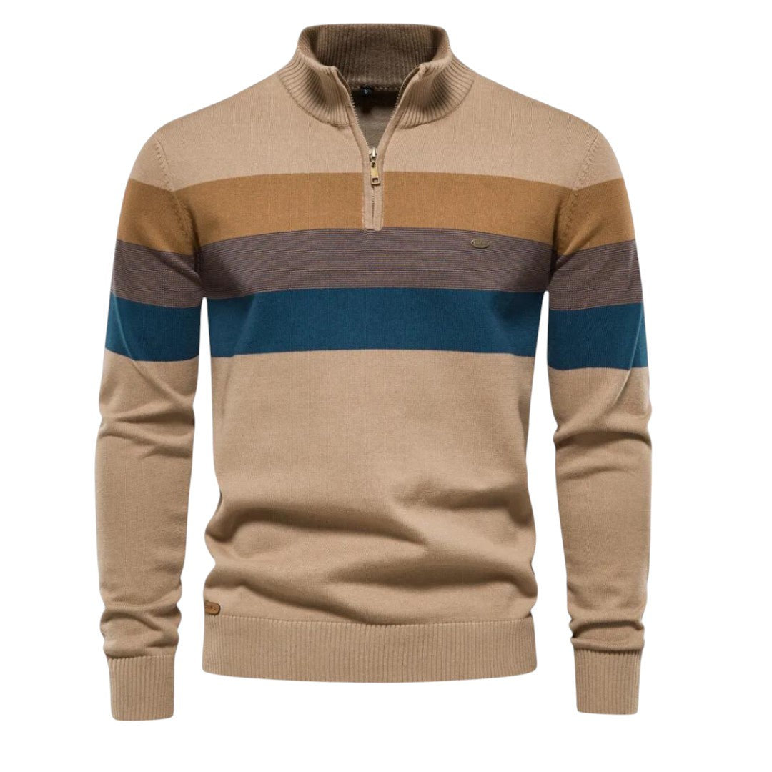 Classic Crew Neck Zip Sweater