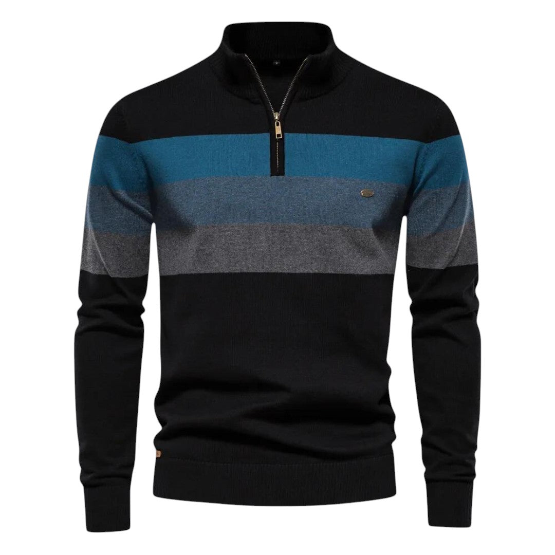 Classic Crew Neck Zip Sweater