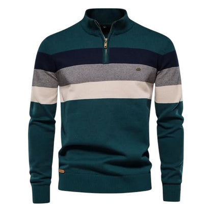Classic Crew Neck Zip Sweater