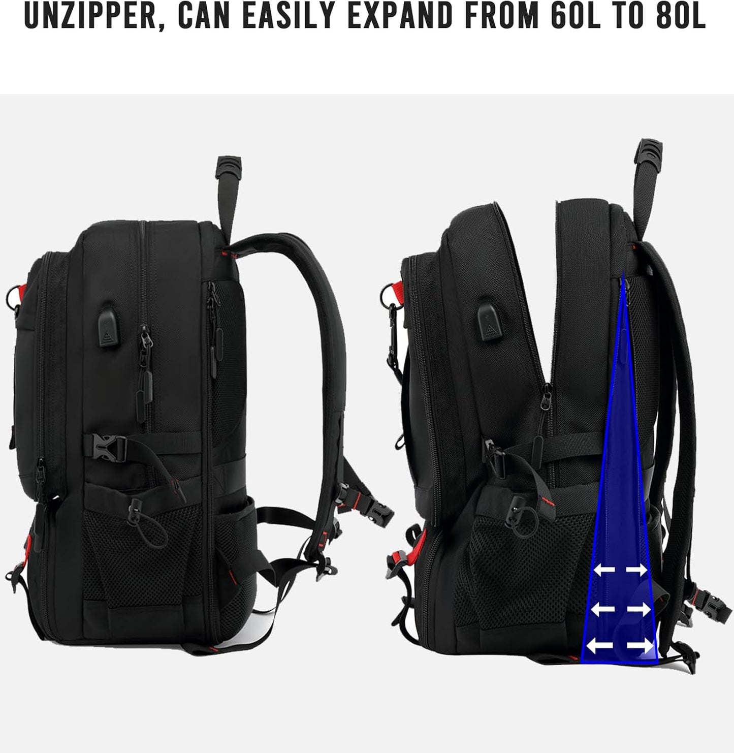 Waterproof Laptop Backpack with USB and Sneaker Pocket