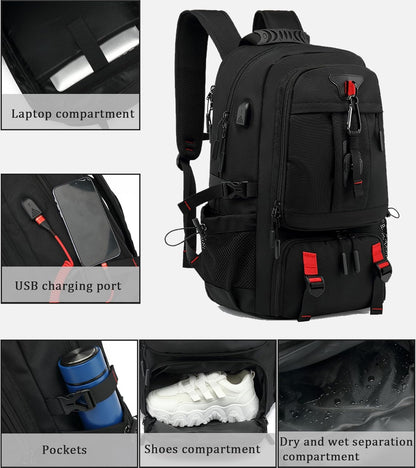 Waterproof Laptop Backpack with USB and Sneaker Pocket