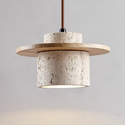 Travertine Pendant Lamp for Natural Luxury - StoneGlow-Wooden-Nora Luxe