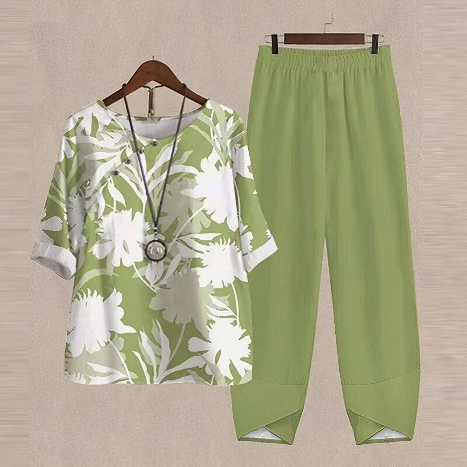 Trendy 2-Piece Spring and Summer Set - LenaDuo-Green-S-Nora Luxe