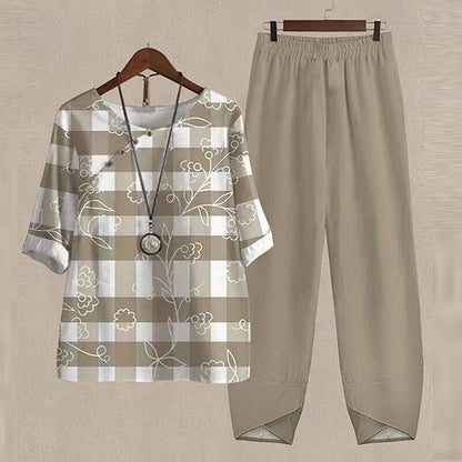 Trendy 2-Piece Spring and Summer Set - LenaDuo-Khaki-S-Nora Luxe