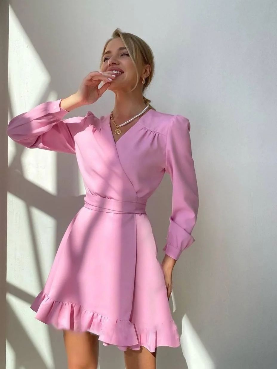 Trendy A-line Dress - Livia-Pink-S-Nora Luxe