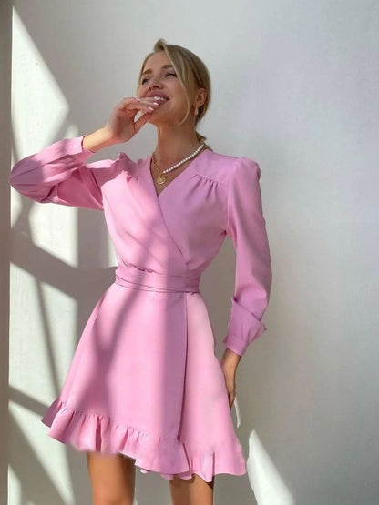 Trendy A-line Dress - Livia-Pink-S-Nora Luxe