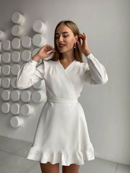 Trendy A-line Dress - Livia-White-S-Nora Luxe