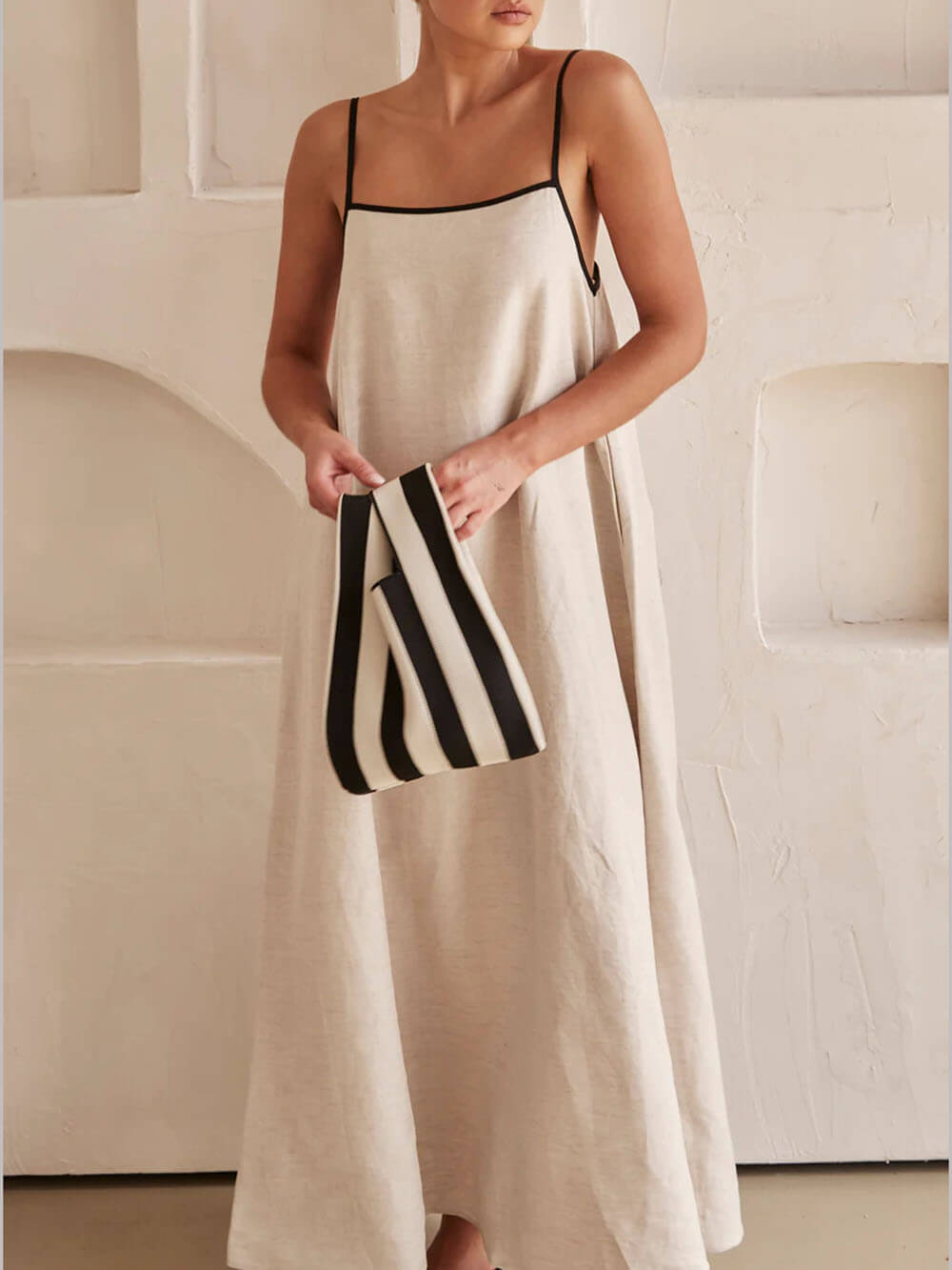 Trendy A-line Strappy Dress with Contrast Design for Holidays – Zoey-S-Nora Luxe