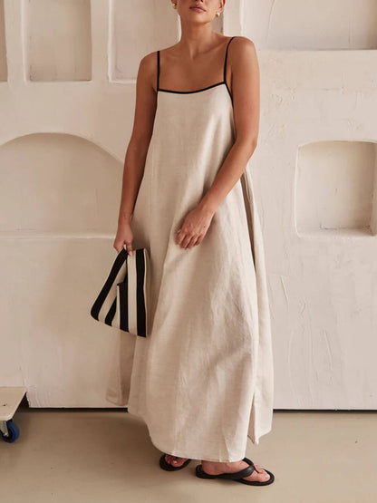 Fashionable A-Line Summer Dress with Straps - Pexav