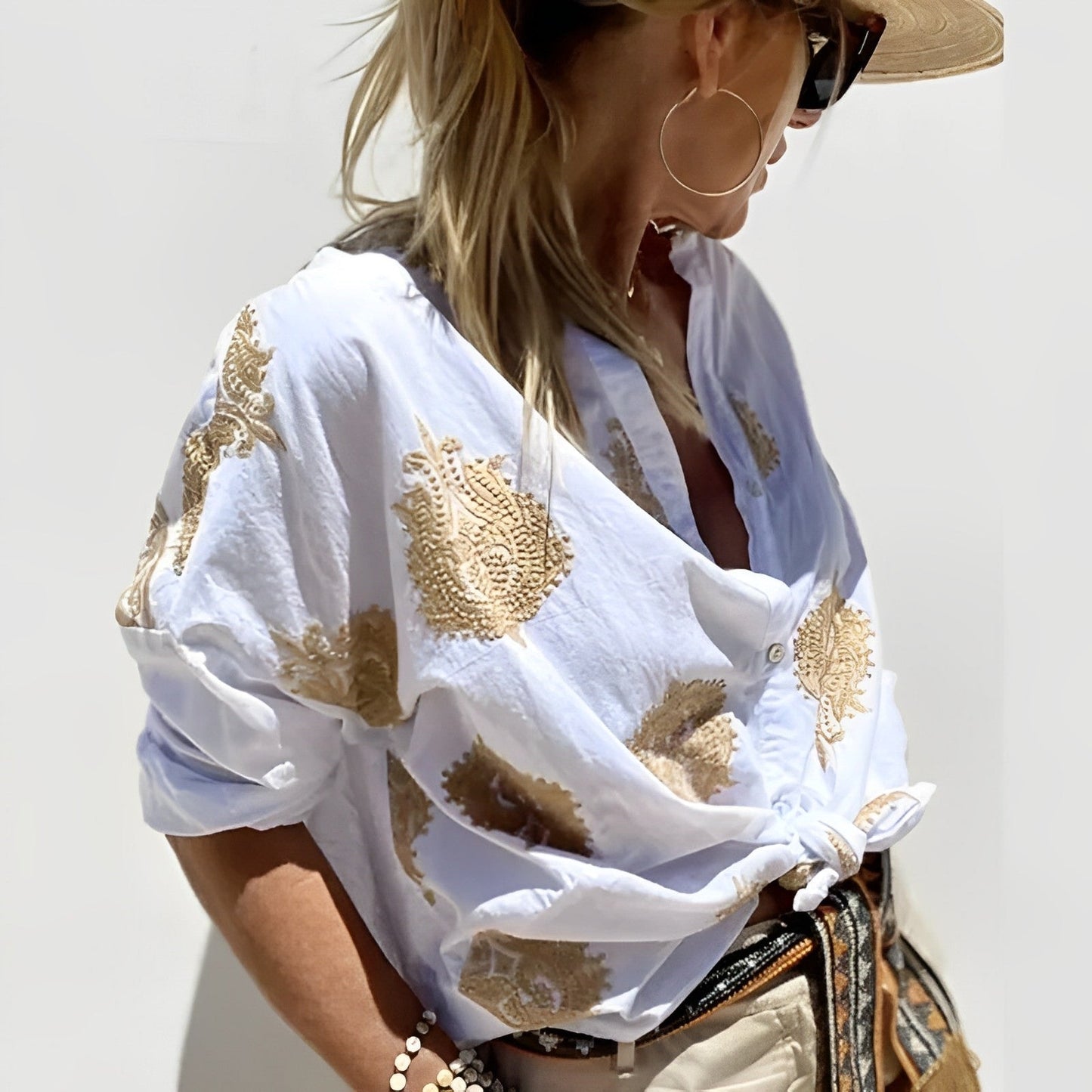 Trendy and Chic Ladies Blouse – Isabelle-Blue-S-State of Style