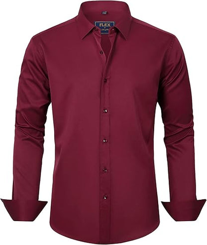 Trendy Anti-Crease Shirt for Men - Tom-Bordeaux Red-S-Nora Luxe
