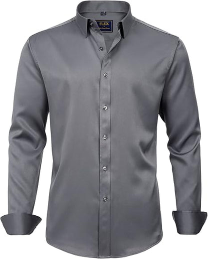 Trendy Anti-Crease Shirt for Men - Tom-Gray-S-Nora Luxe
