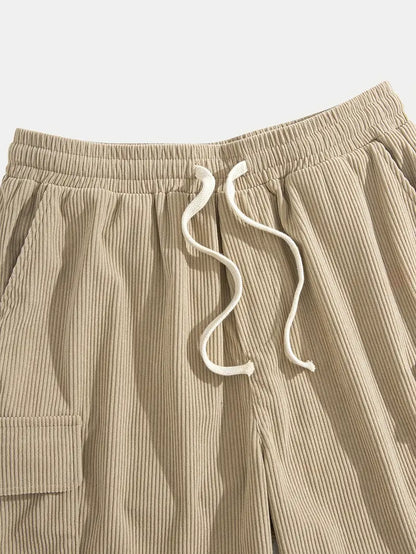 Trendy Beige Corduroy Cargo Summer Trousers – Tobias-S-State of Style