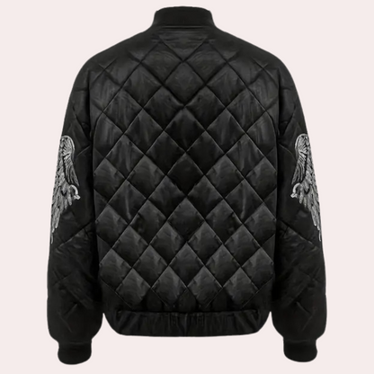 Trendy Black Women's Bomber Jacket with Zip - Rivka-XS-Nora Luxe