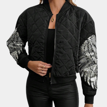 Stylish Women's Zip Up Black Jacket - Rivka - Pexav