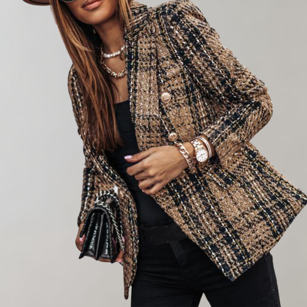 Stylish Plaid Jacket for Ladies - Pexav