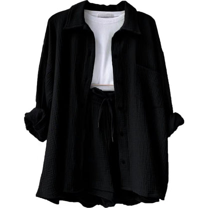 Trendy Cotton Summer Suit Ladies – Faylin-Black-S-The Livary