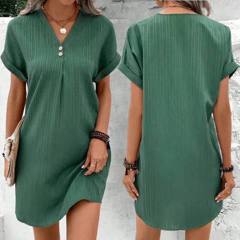 Trendy Dress with V-neck - BreezeElegance-Black-S-Nora Luxe