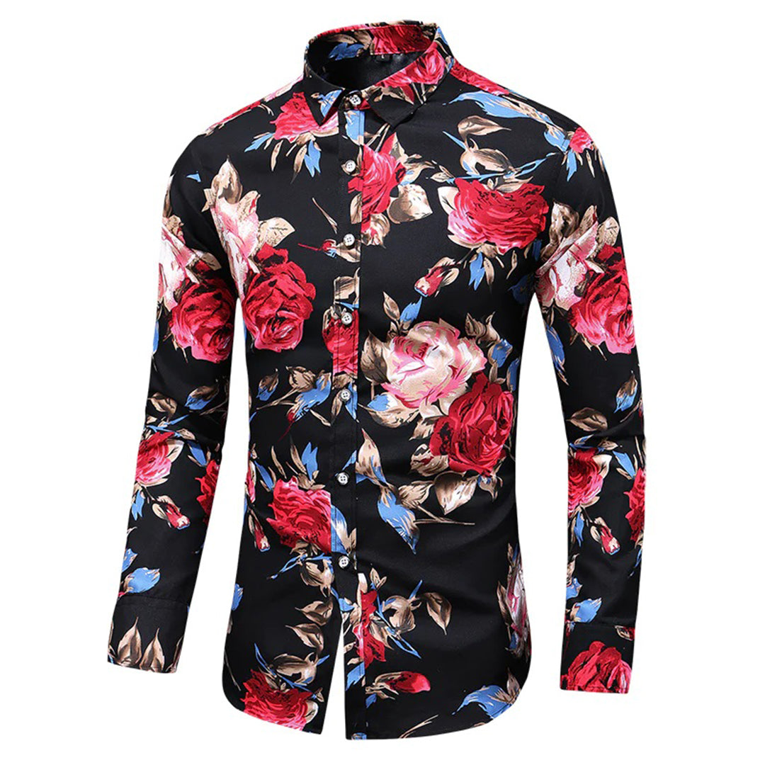 Trendy Floral Print Shirt - Finn-Black-XS-Nora Luxe