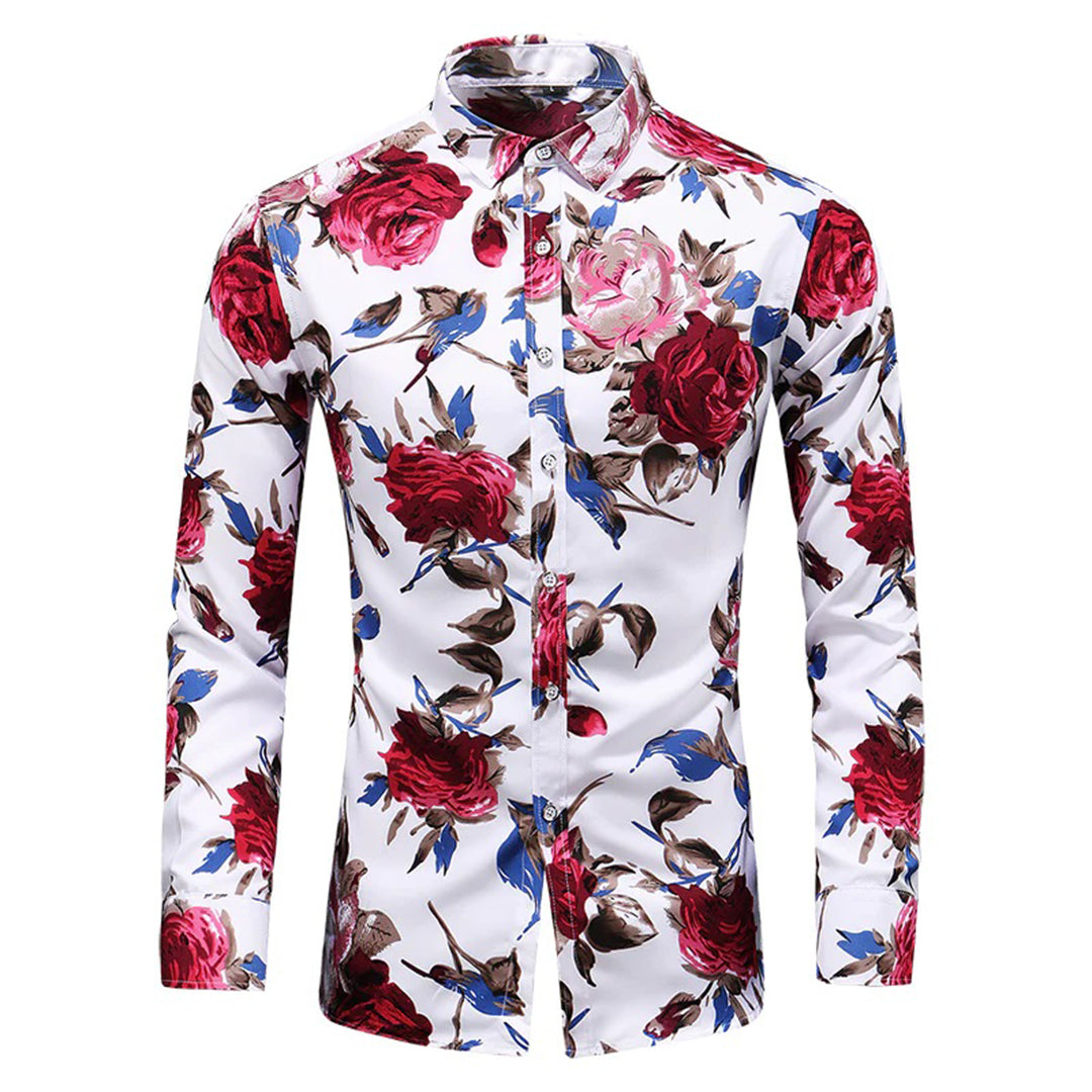Stylish Flower Pattern Button Down Shirt - Pexav