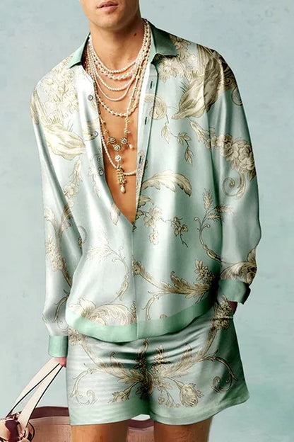 Stylish Mens Hawaiian Shirt Set - Pexav