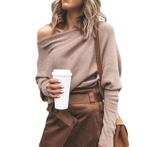 Trendy Knitted Off-Shoulder Women's Sweater - Sophie-Khaki-S-Nora Luxe