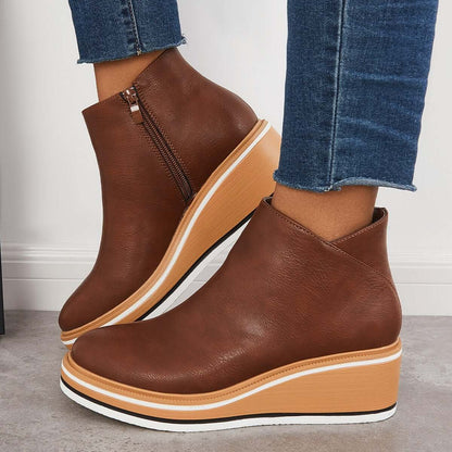 Fashionable Women's Zip Up Ankle Boots - Pexav