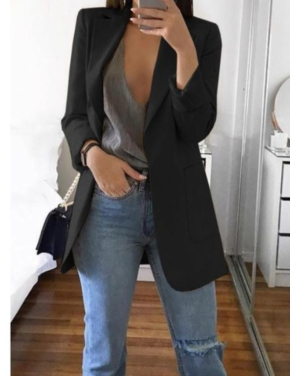 Trendy Ladies Blazer Vest - Elise-Black-S-Nora Luxe