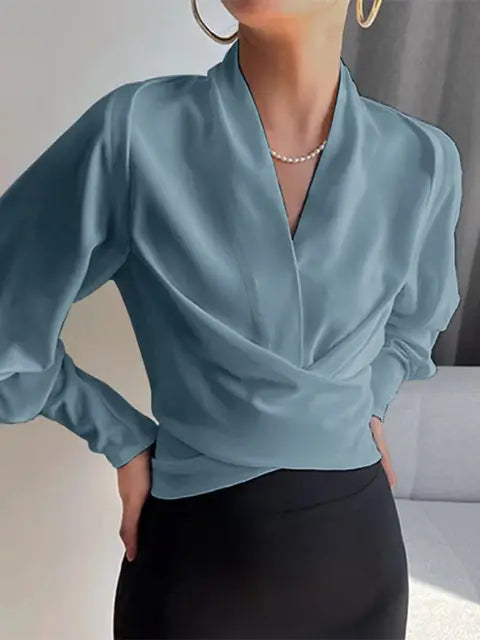 Fashionable Women's V-Neck Top - Pexav