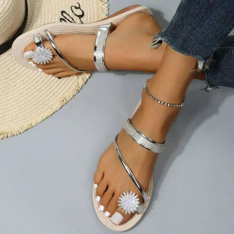 Trendy Ladies Sandals with Unique Snowflake Detail – Arluna-Gold-3-State of Style