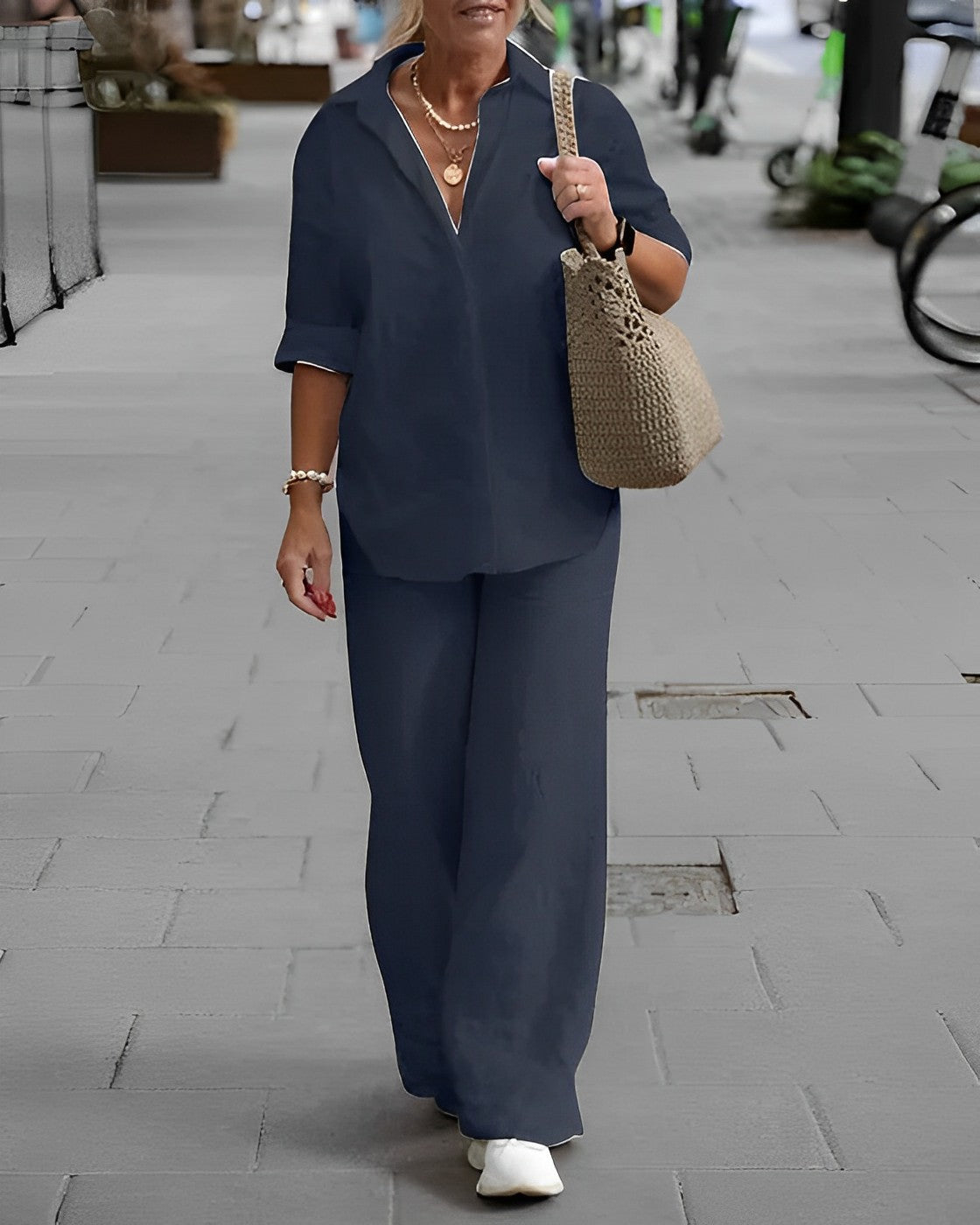 Trendy Ladies Summer Trousers - Noa-Dark blue-S-The Livary