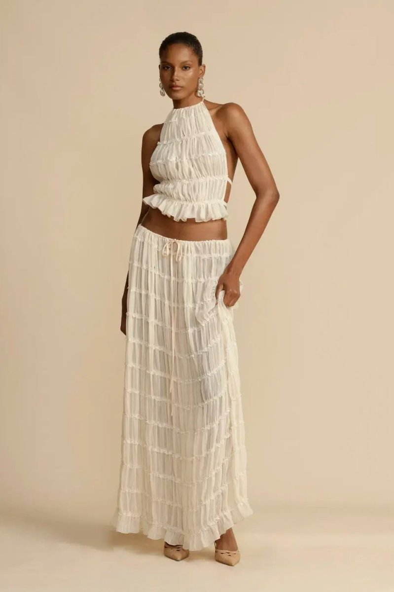 Trendy ladies' summer two-piece with halter top & maxi skirt – Lorena-S-Nora Luxe