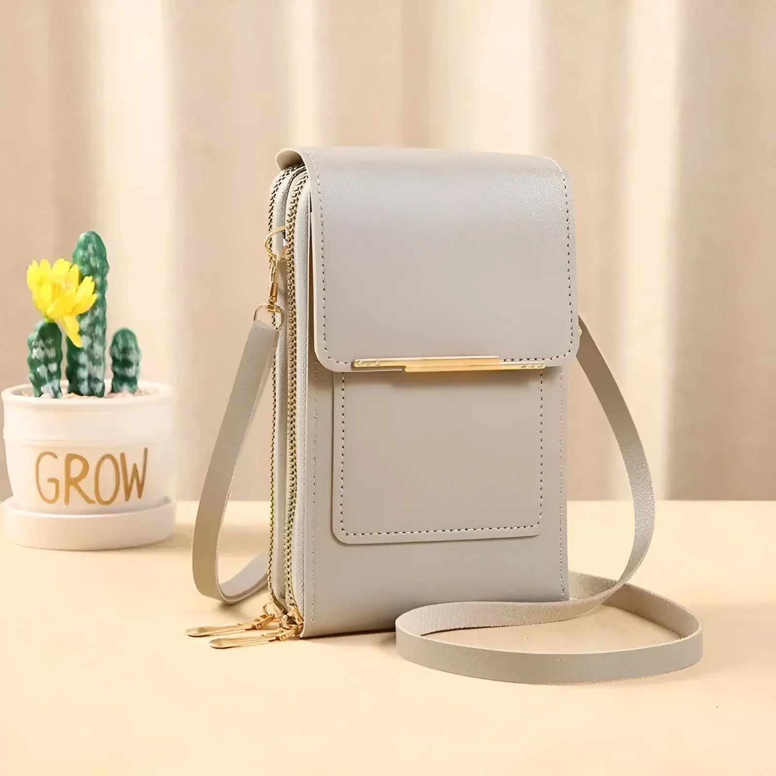 Trendy Leather Anti-Theft Women's Shoulder Bag - SecureStyle-Grey-Nora Luxe