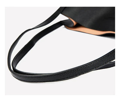 Trendy Leather Shoulder Bag - Mila-Black-The Livary