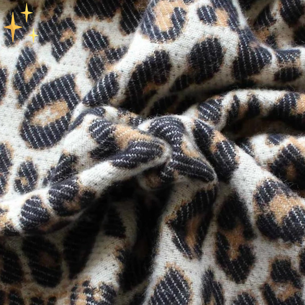 Trendy Leopard Print XL Wool Scarf - Sophia-Nora Luxe