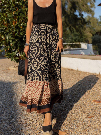 Chic Flowy Ruffled Maxi Skirt - Pexav