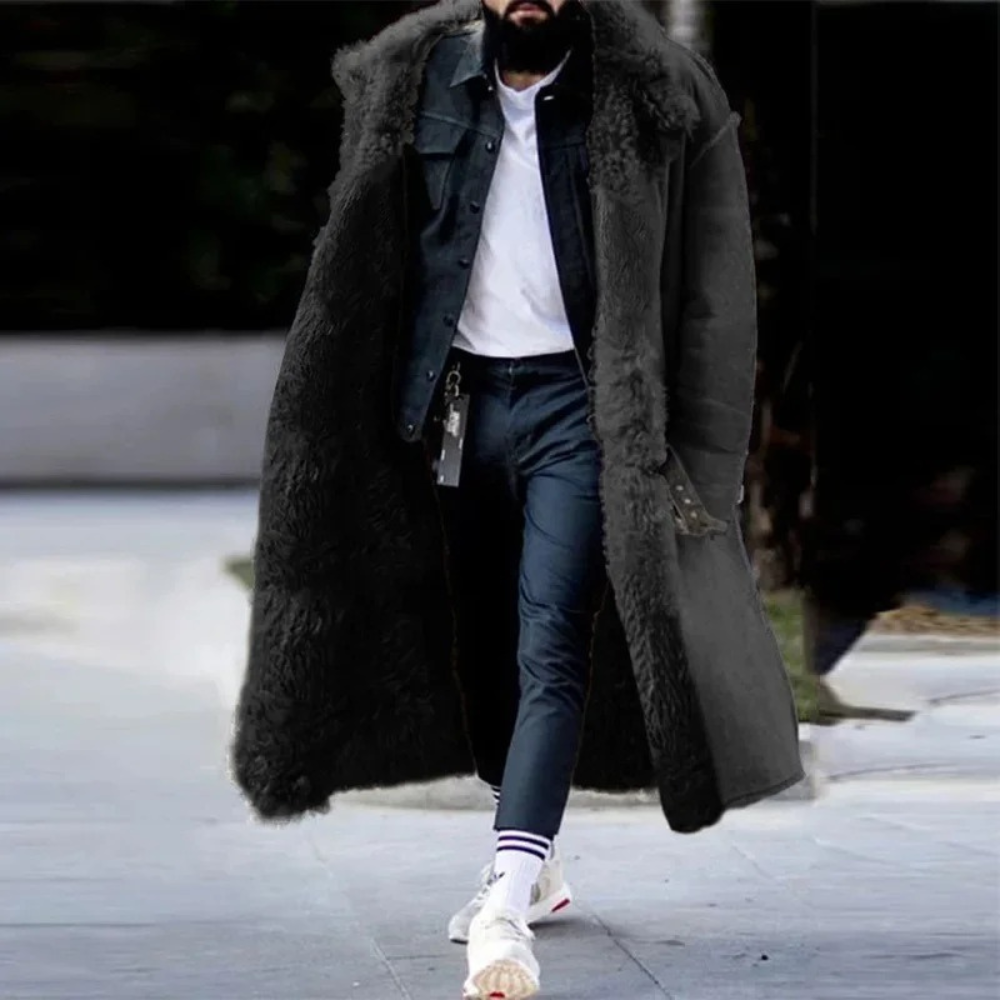 Trendy Long Warm Winter Coat for Men - Matteo-Black-S-Nora Luxe